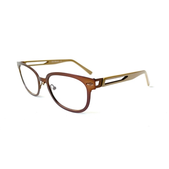Vintage Reading Glasses +1.25 Copper Square Hipster Horn Rimmed Unisex Readers - Picture 3 of 11